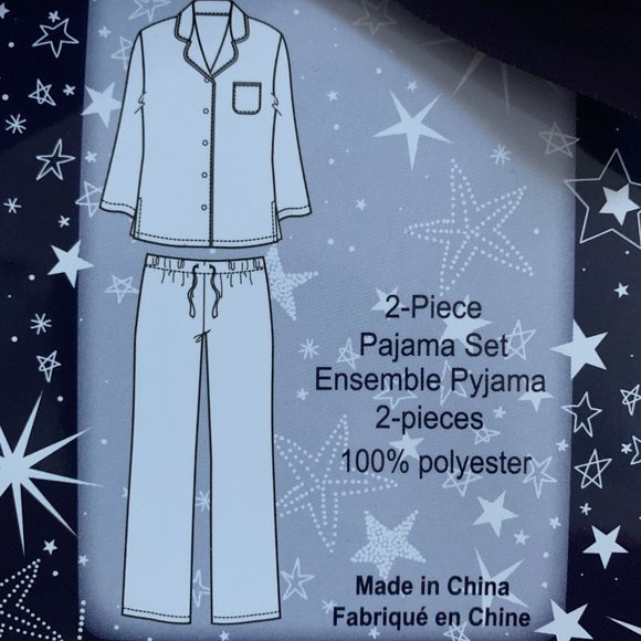 Winter Lounge Sleepwear Snowflakes Sheep 2-Piece PJ Pajamas in Blue, White (M) - Picture 3 of 3